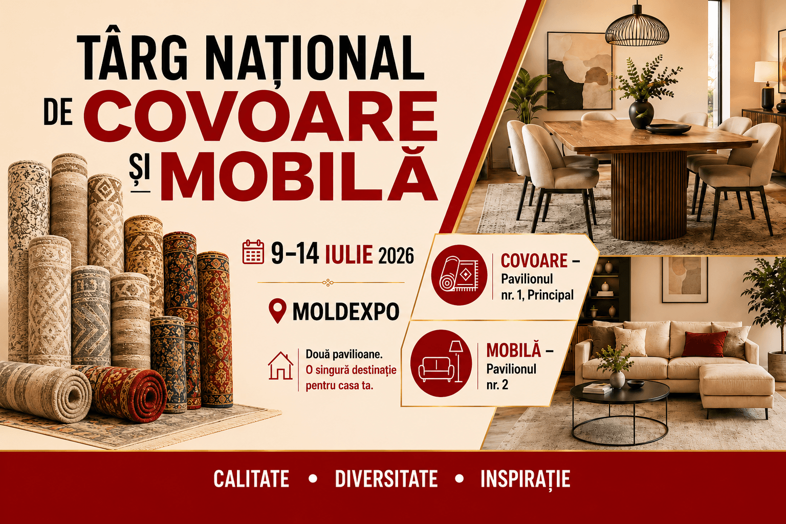 Târg Național de Covoare și Mobilă la Moldexpo: 9–14 iulie